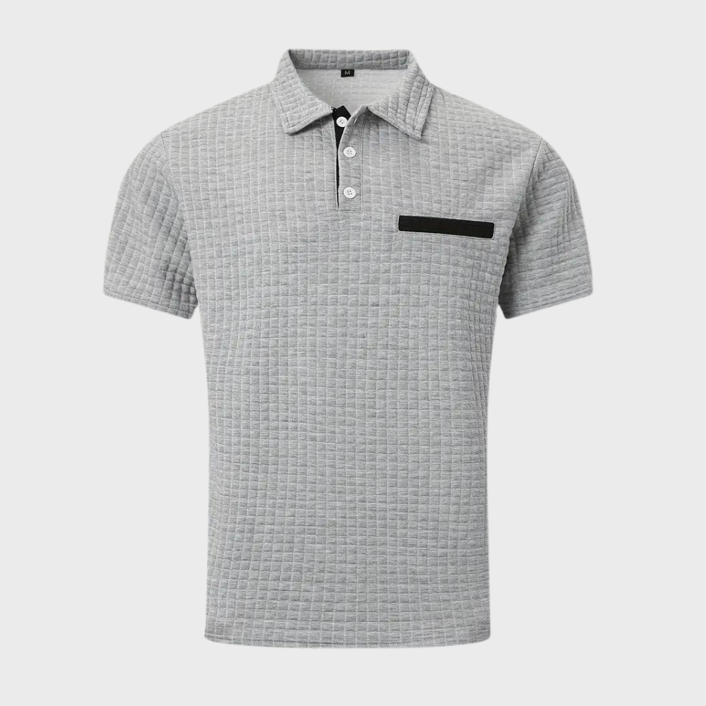 Liam | Wafelstructuur Poloshirt met opvallende contrastkleur