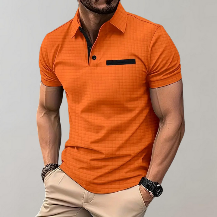 Liam | Wafelstructuur Poloshirt met opvallende contrastkleur