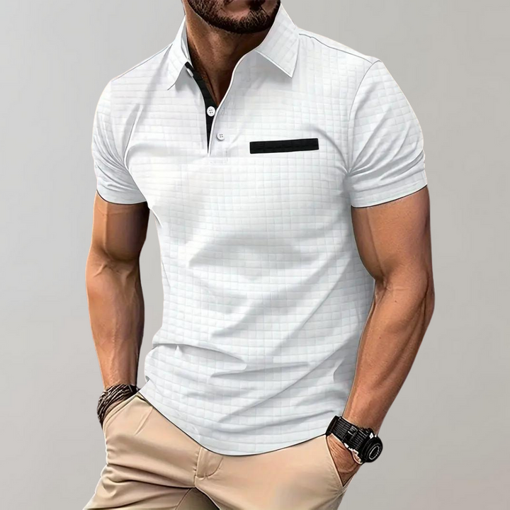 Liam | Wafelstructuur Poloshirt met opvallende contrastkleur