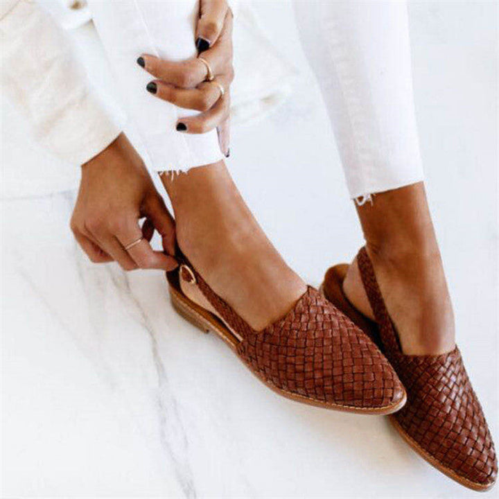 Cerise Gevlochten Slingbacks