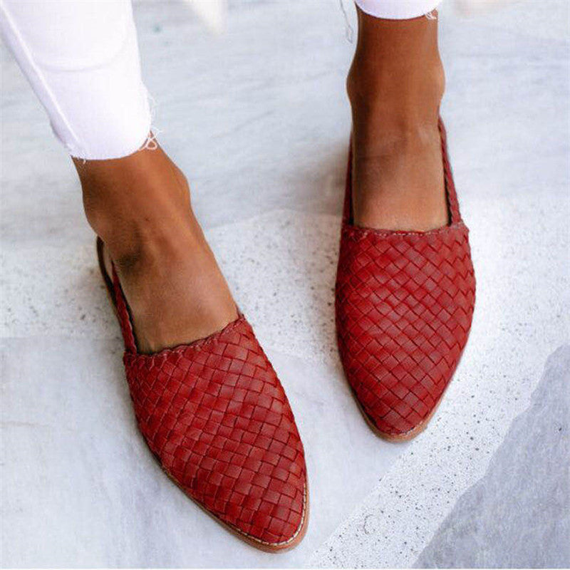 Cerise Gevlochten Slingbacks