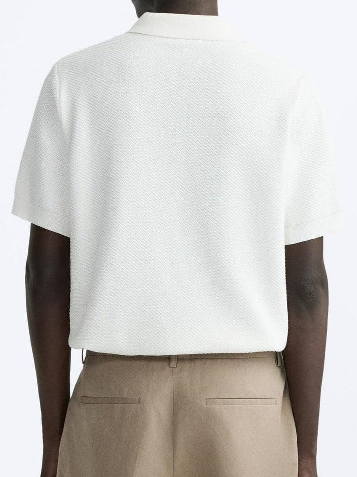 Klassiek gebreid poloshirt in wit