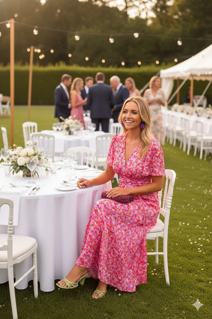 Maxi Bruiloftsgastjurk Pink & Rosa
