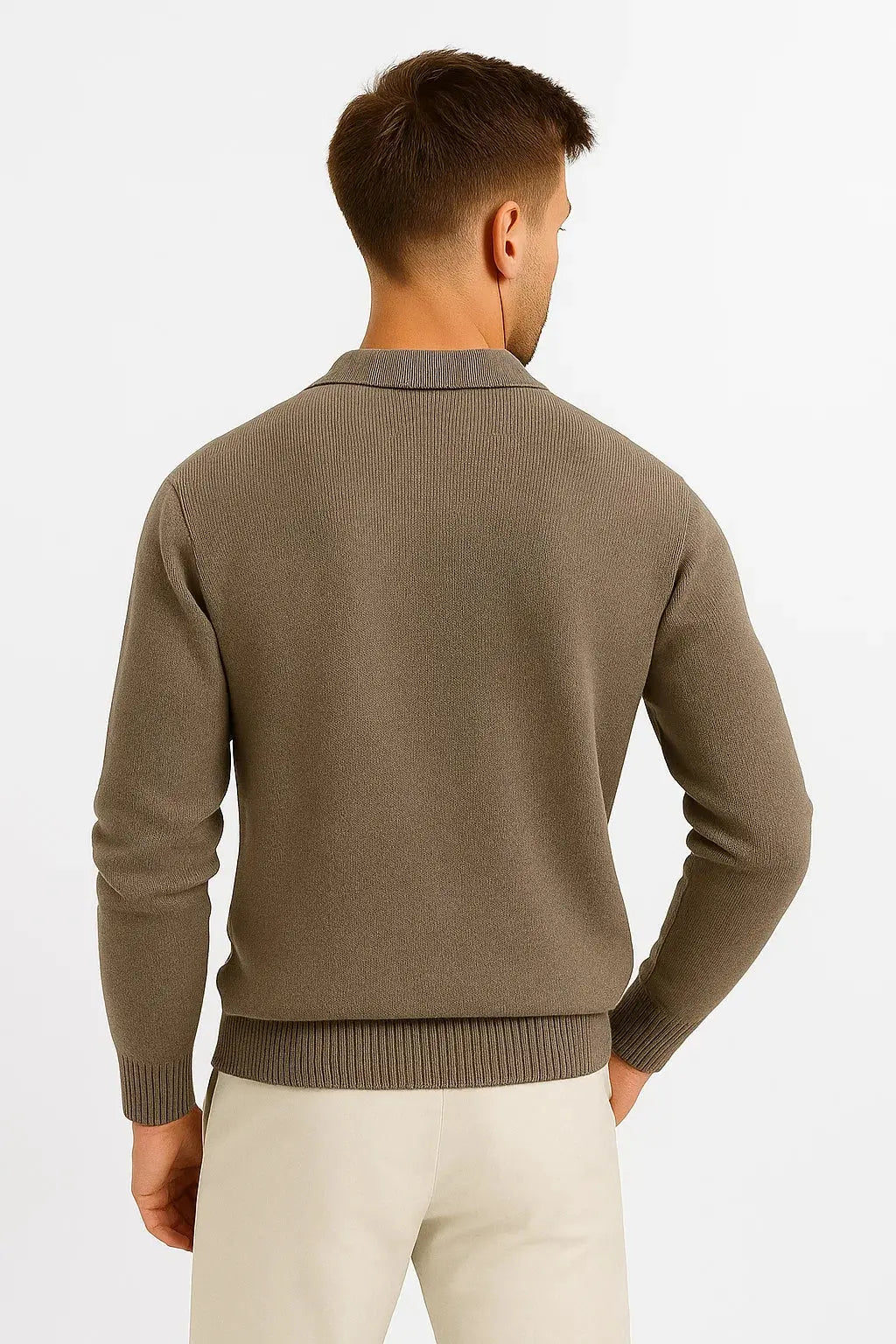 Heren Polo Trui Lange Mouw Gebreid Elegant