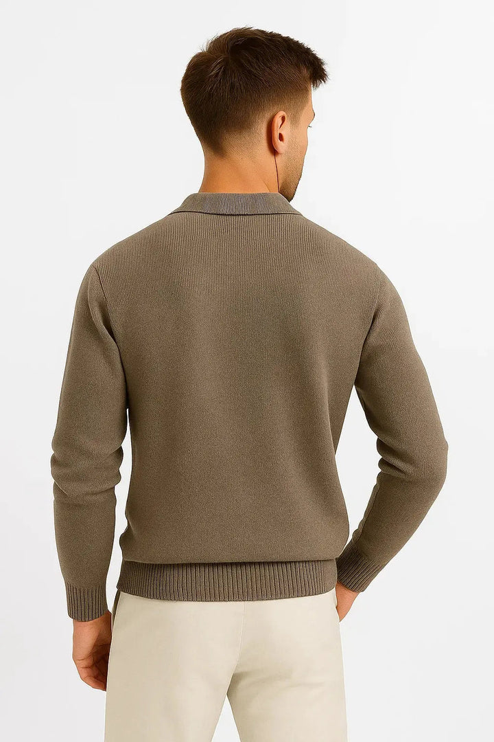 Heren Polo Trui Lange Mouw Gebreid Elegant