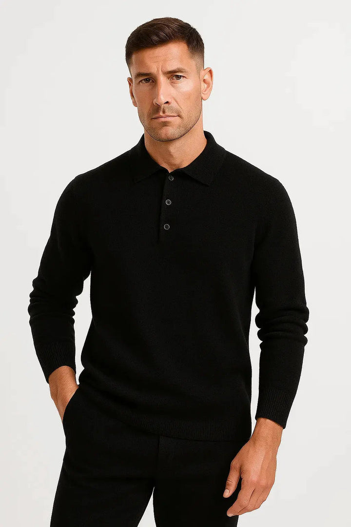 Heren Polo Trui Lange Mouw Modern Comfort