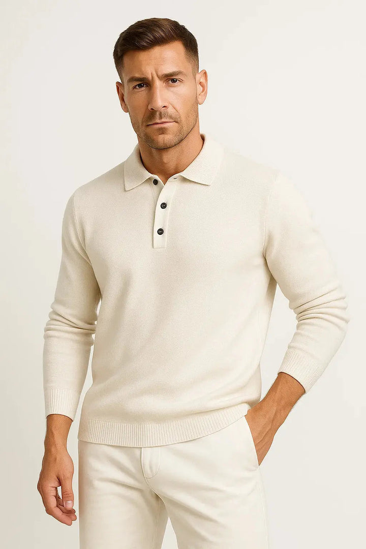 Heren Polo Trui Lange Mouw Modern Comfort