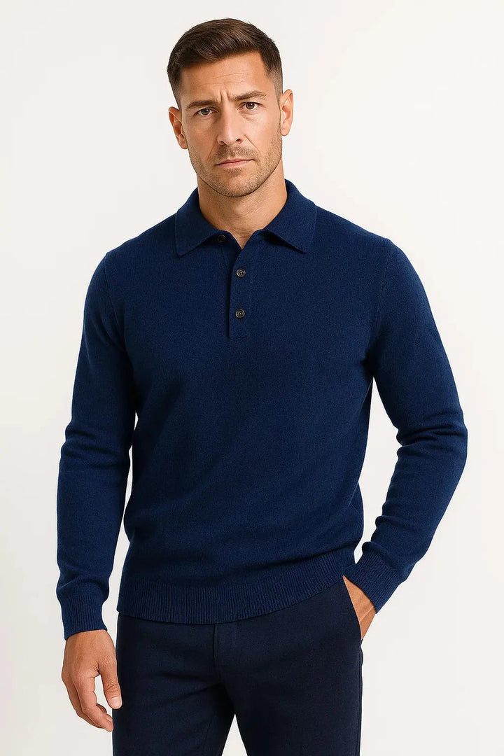 Heren Polo Trui Lange Mouw Modern Comfort