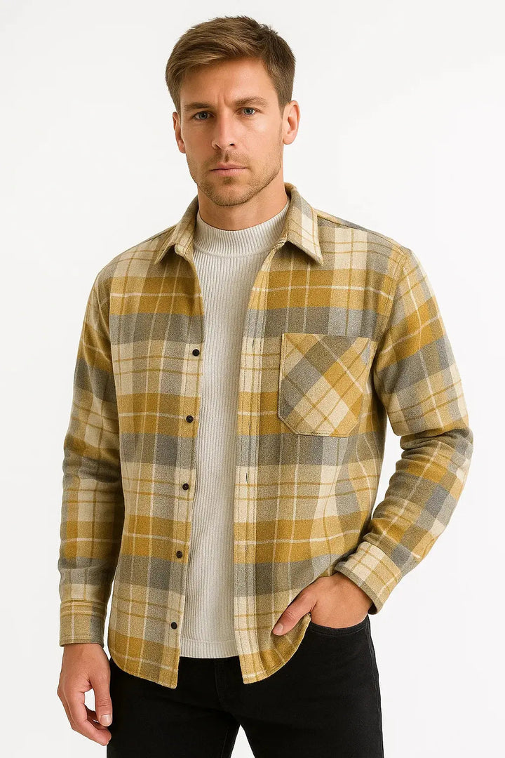 Heren Geruit Overhemd Flanel Warm Casual