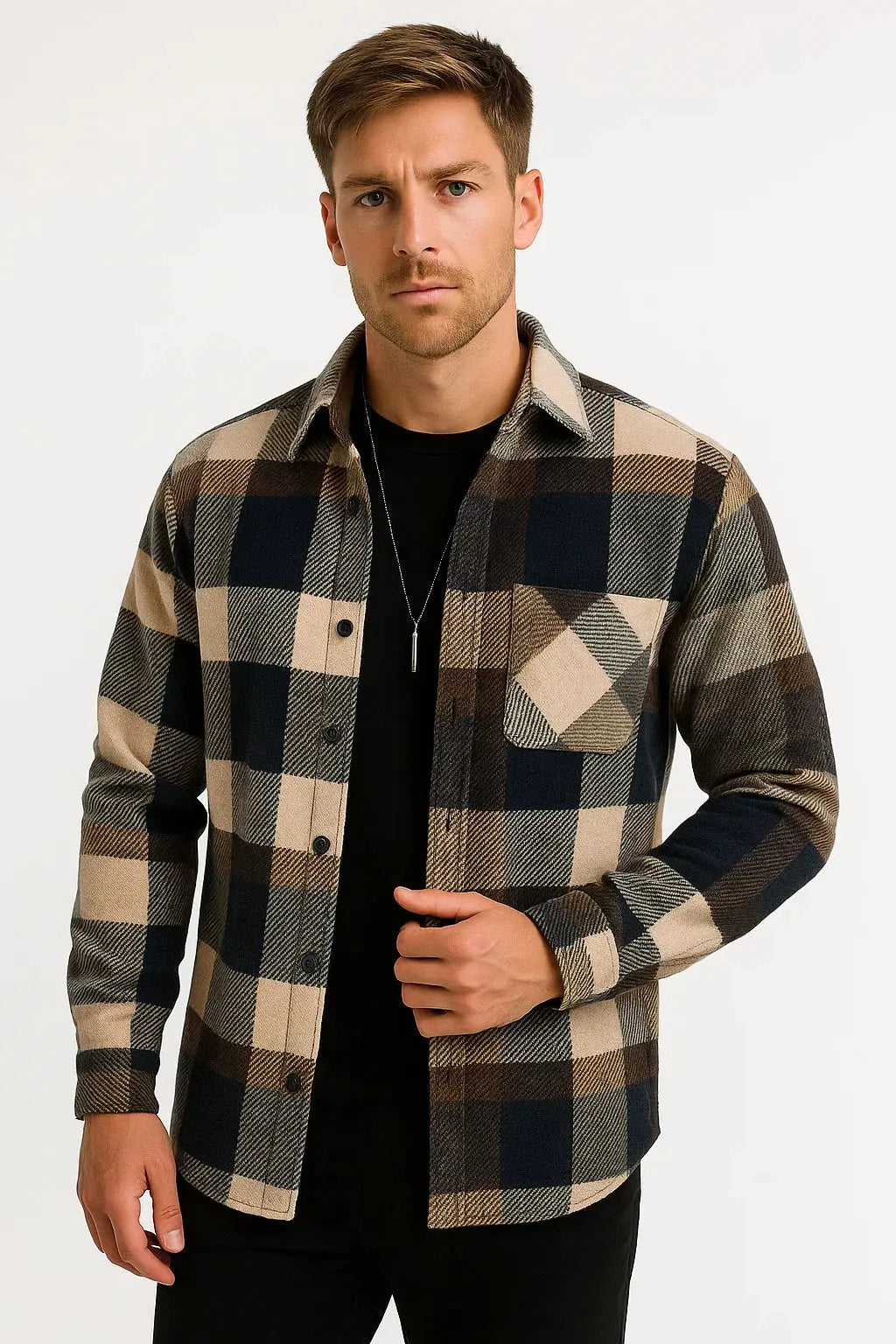 Heren Geruit Overhemd Flanel Casual Warm