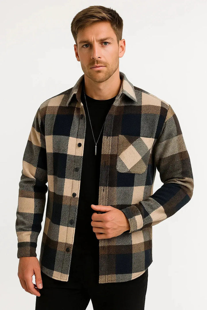 Heren Geruit Overhemd Flanel Casual Warm