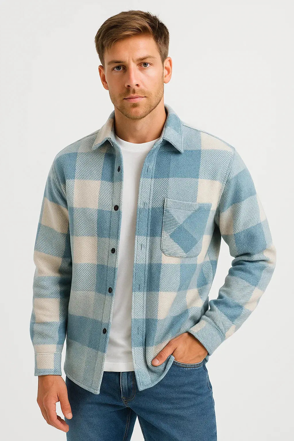 Heren Geruit Overhemd Flanel Warm Casual