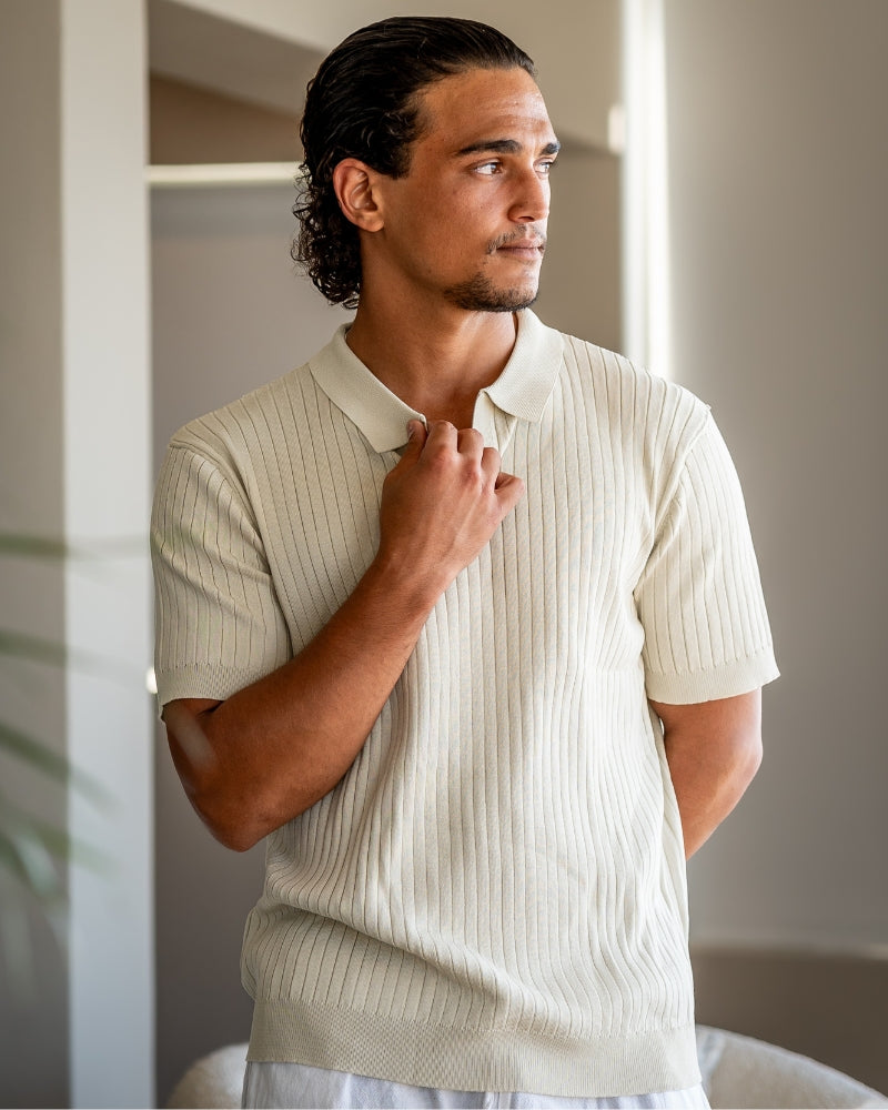 Christian | Heren Korte Mouw Fijn Ribtricot Polo-Shirt