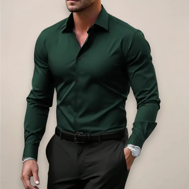 Slim Fit Heren Overhemd Stretch Elegant Zakelijk