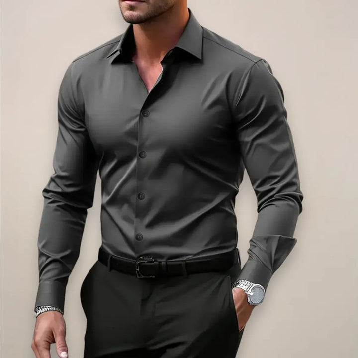 Slim Fit Heren Overhemd Stretch Elegant Zakelijk