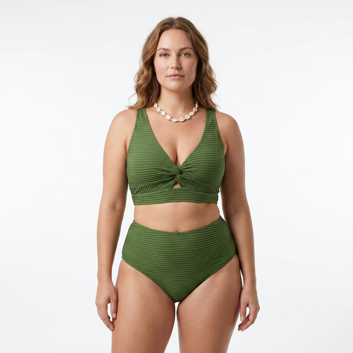 Melanie | Geribbelde Bikini met Hoge Taille