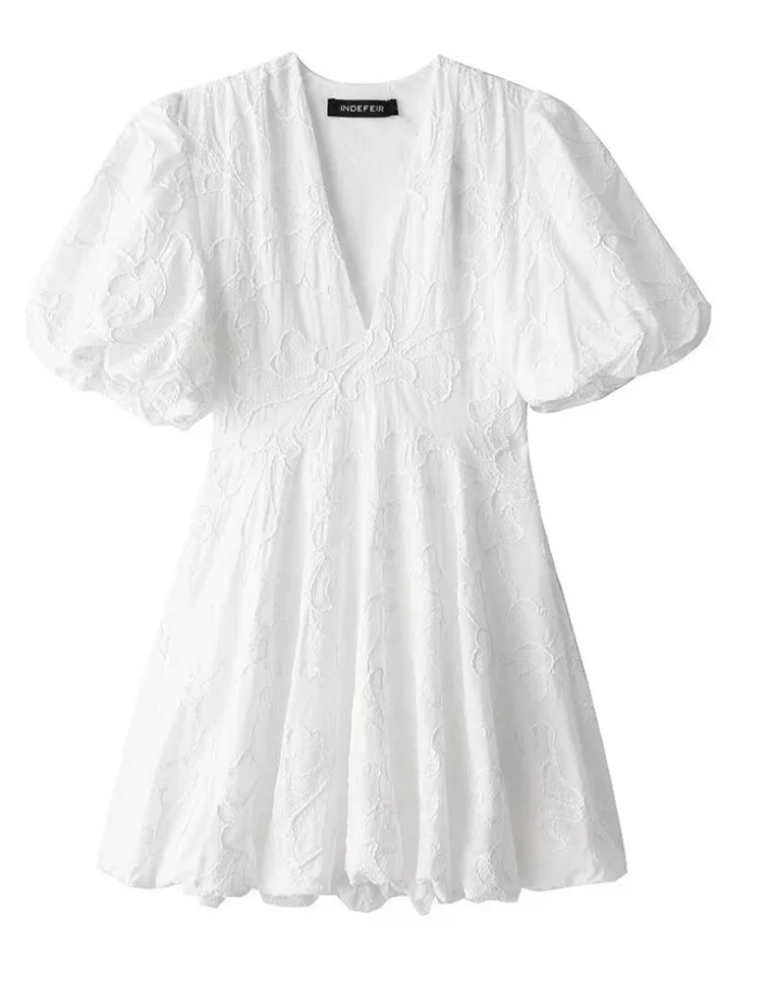 Fay Geborduurde Ruffle Jurk