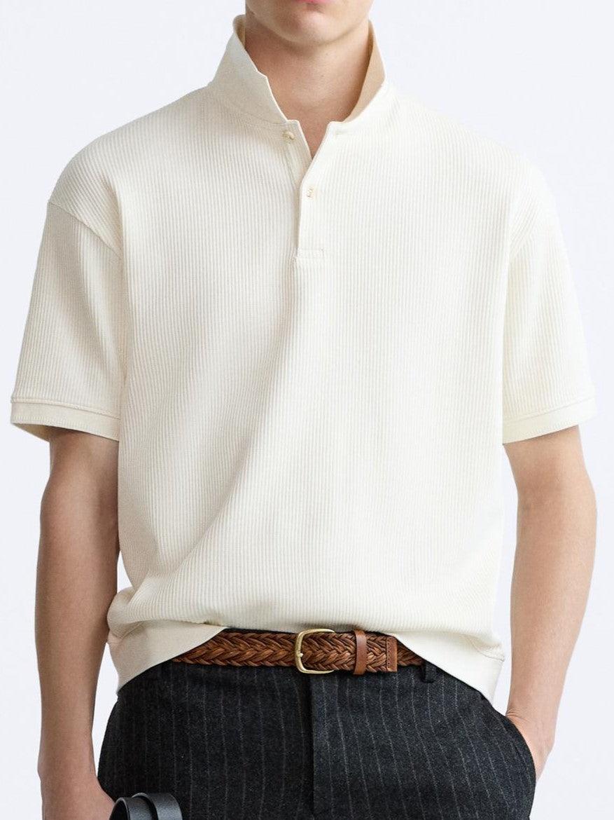 Korte Mouwen Polo in Crèmewit – Minimalistisch en Comfortabel