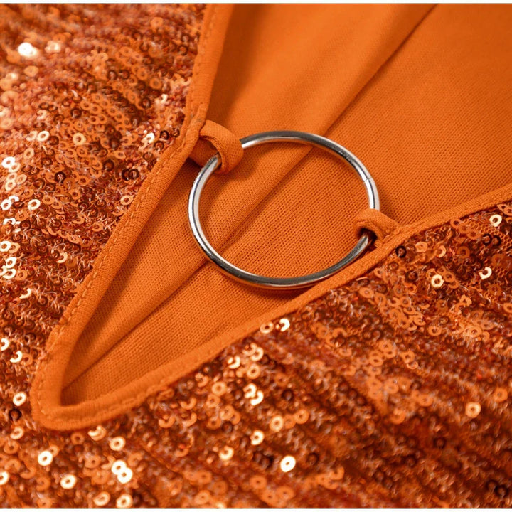 Valerie Glitter Mini Jurk – V-Hals & Elegante Wijde Mouwen
