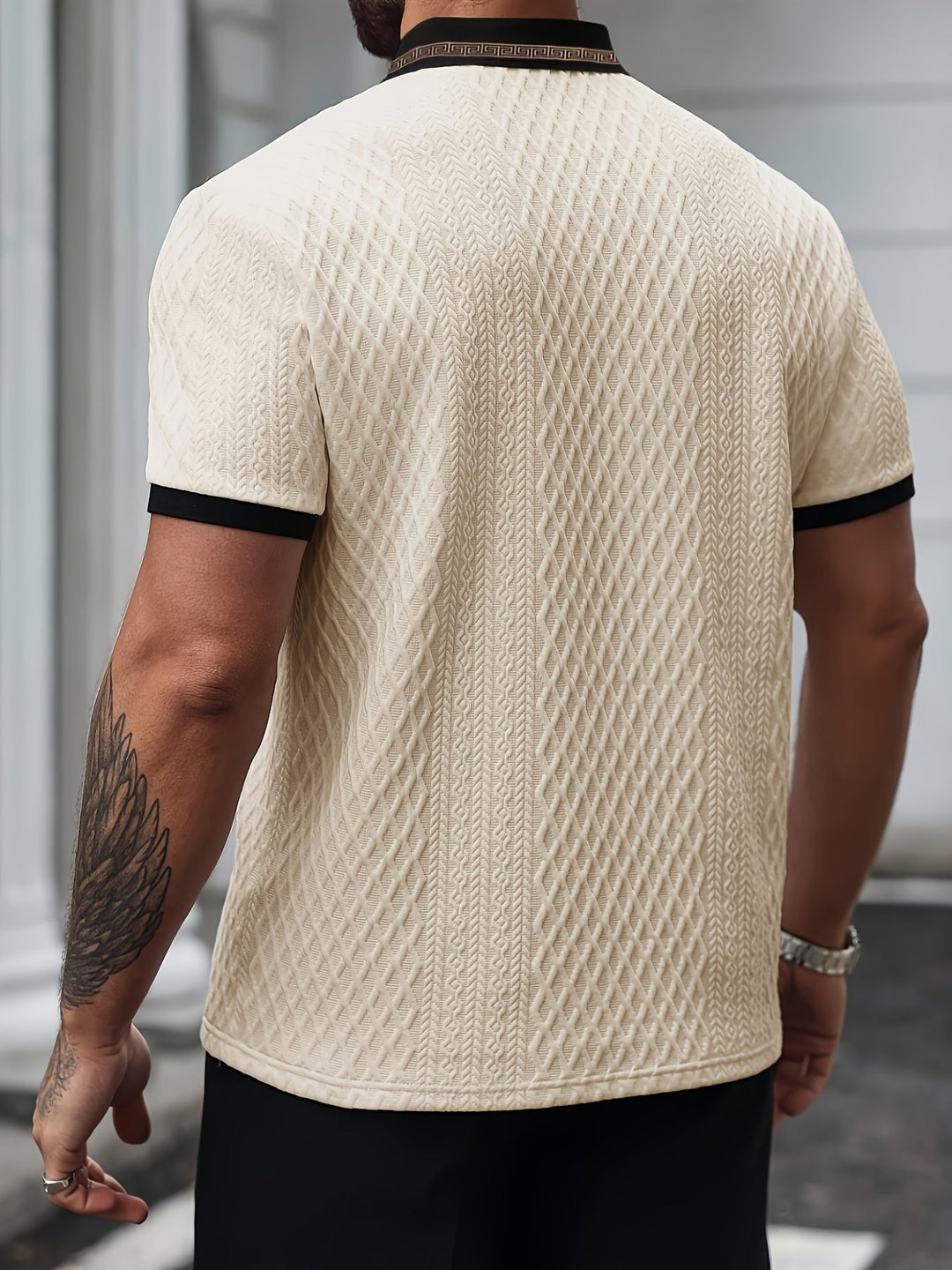 Heren Polo Structuur Korte Mouw Premium Fit