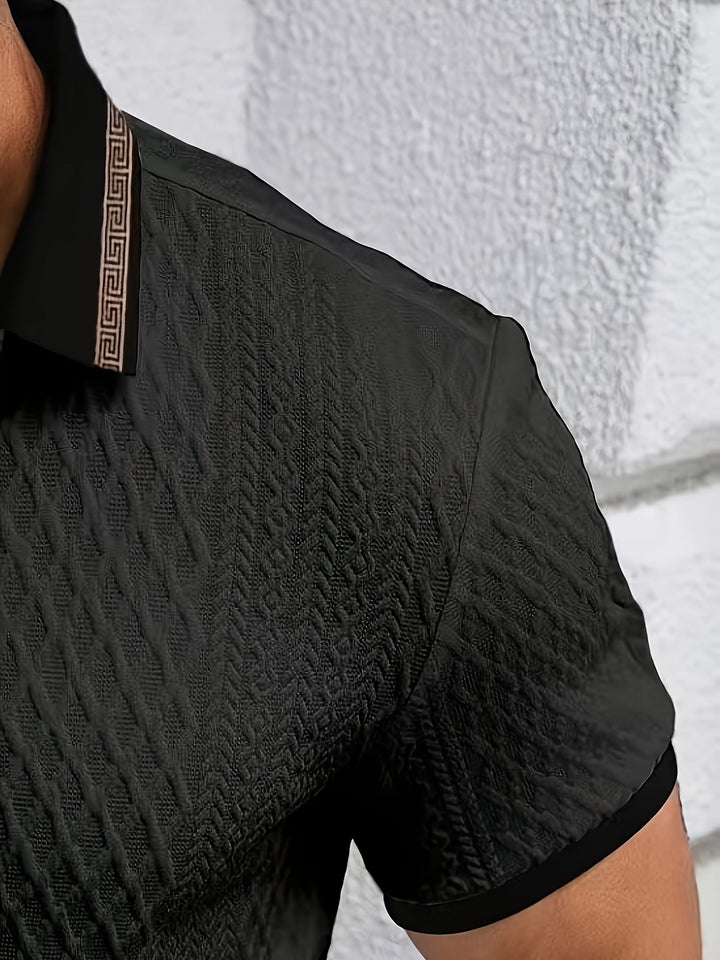 Heren Polo Structuur Korte Mouw Premium Fit