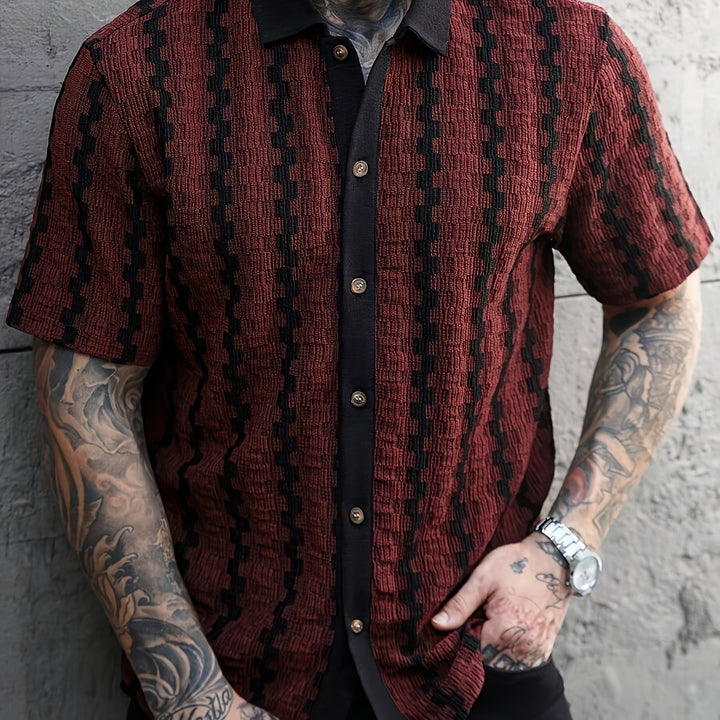 Heren Retro Overhemd Korte Mouw Print Casual