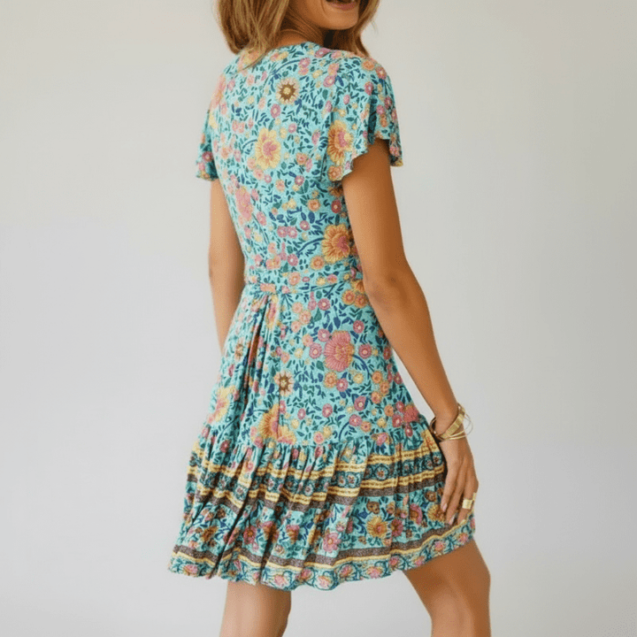 Mini Jurk Green Bloemenprint