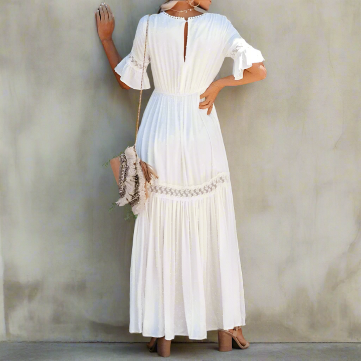 Maxi Jurk High Waist Lange Mouwen