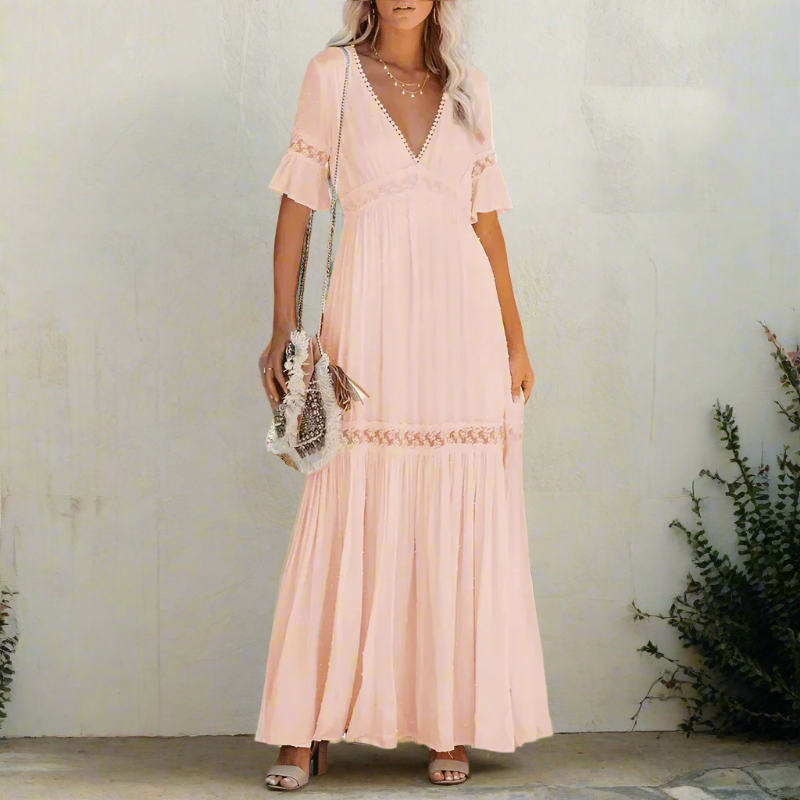 Maxi Jurk High Waist Lange Mouwen