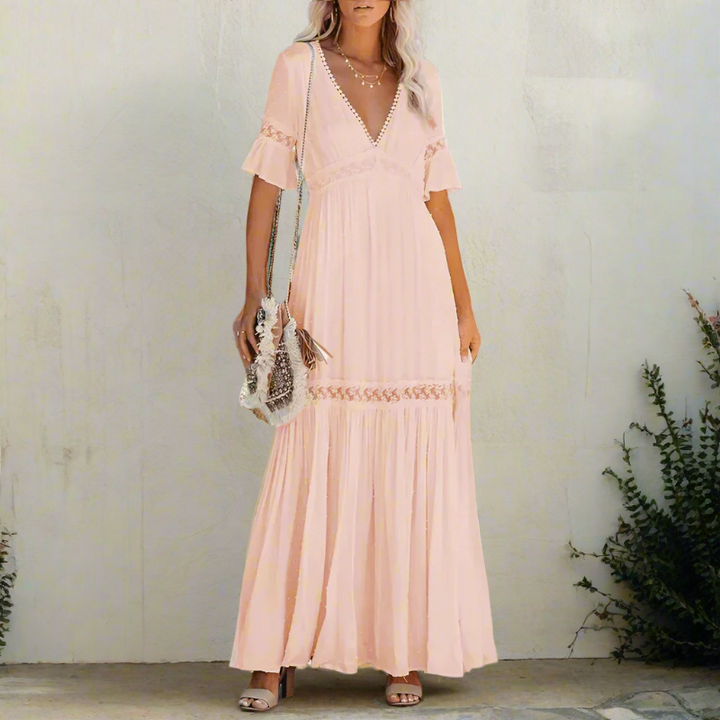 Maxi Jurk High Waist Lange Mouwen