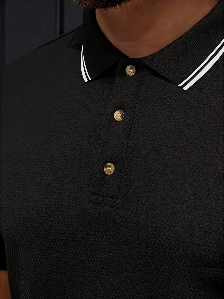 Premium Polo met Structuur en Contrast Details