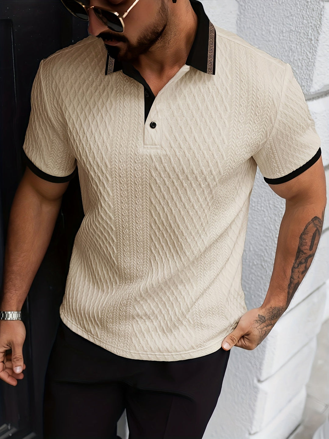 Heren Polo Structuur Korte Mouw Elegant Fit