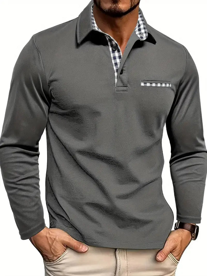 Heren Polo Lange Mouw Rits Modern Casual