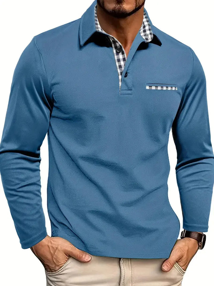 Heren Polo Lange Mouw Rits Modern Casual