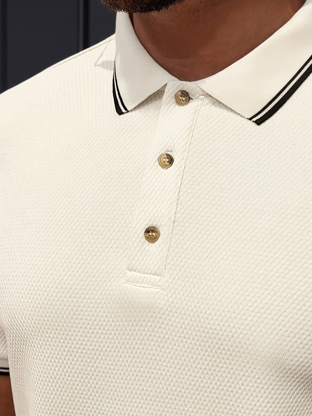 Premium Polo met Structuur en Contrast Details