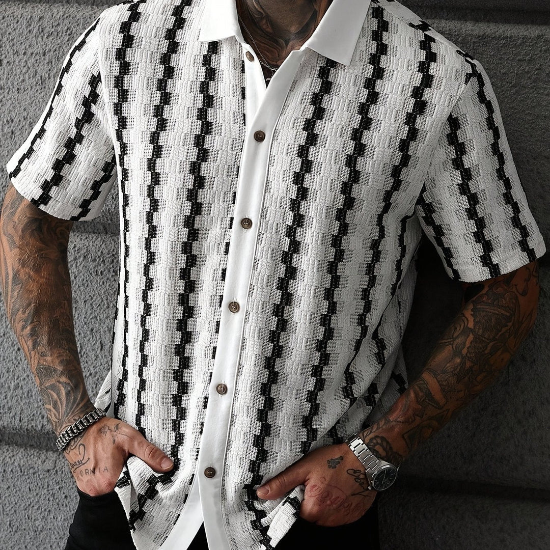 Heren Retro Overhemd Korte Mouw Print Casual