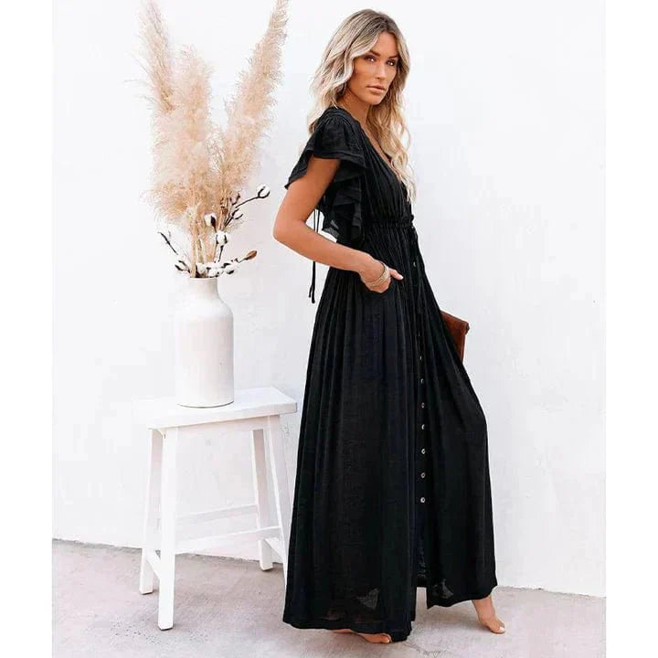 Feline™ Maxi Zwarte Ibiza Jurk
