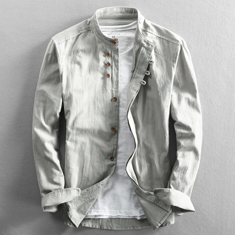 Heren Overhemd Opstaande Kraag Elegant Modern