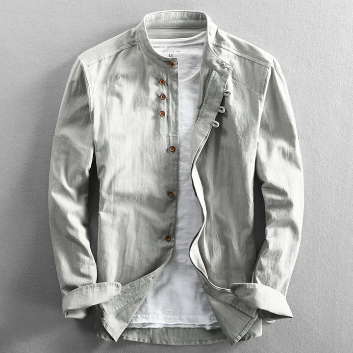Heren Overhemd Opstaande Kraag Elegant Modern
