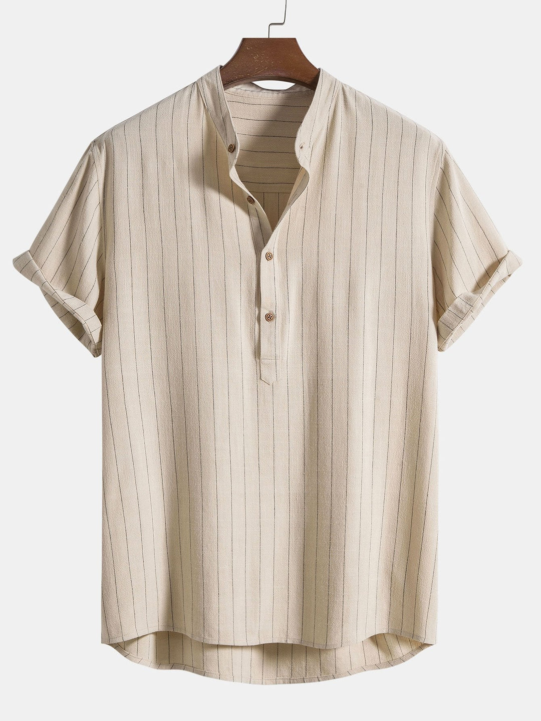 Casual Linnen Set met Henley Overhemd en Broek