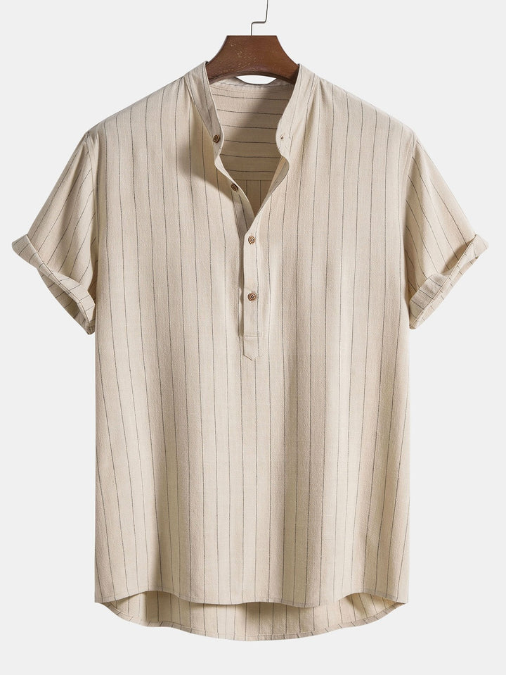 Casual Linnen Set met Henley Overhemd en Broek