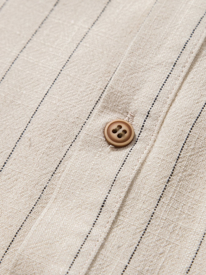 Casual Linnen Set met Henley Overhemd en Broek
