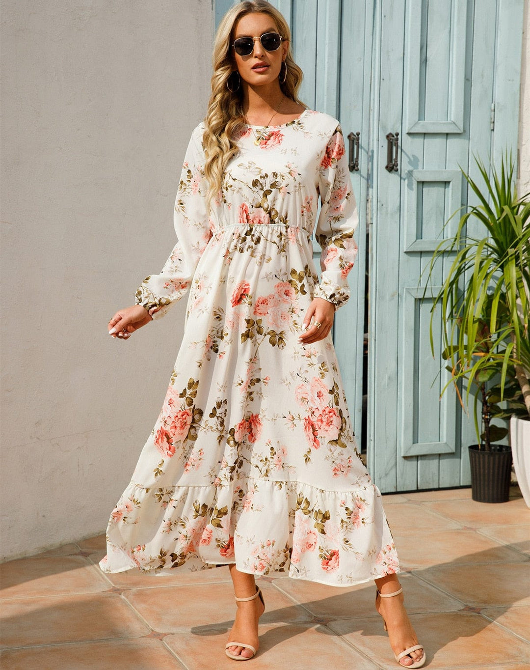 Julia™ | Long Sleeve Maxi Jurk met Bloemenprint