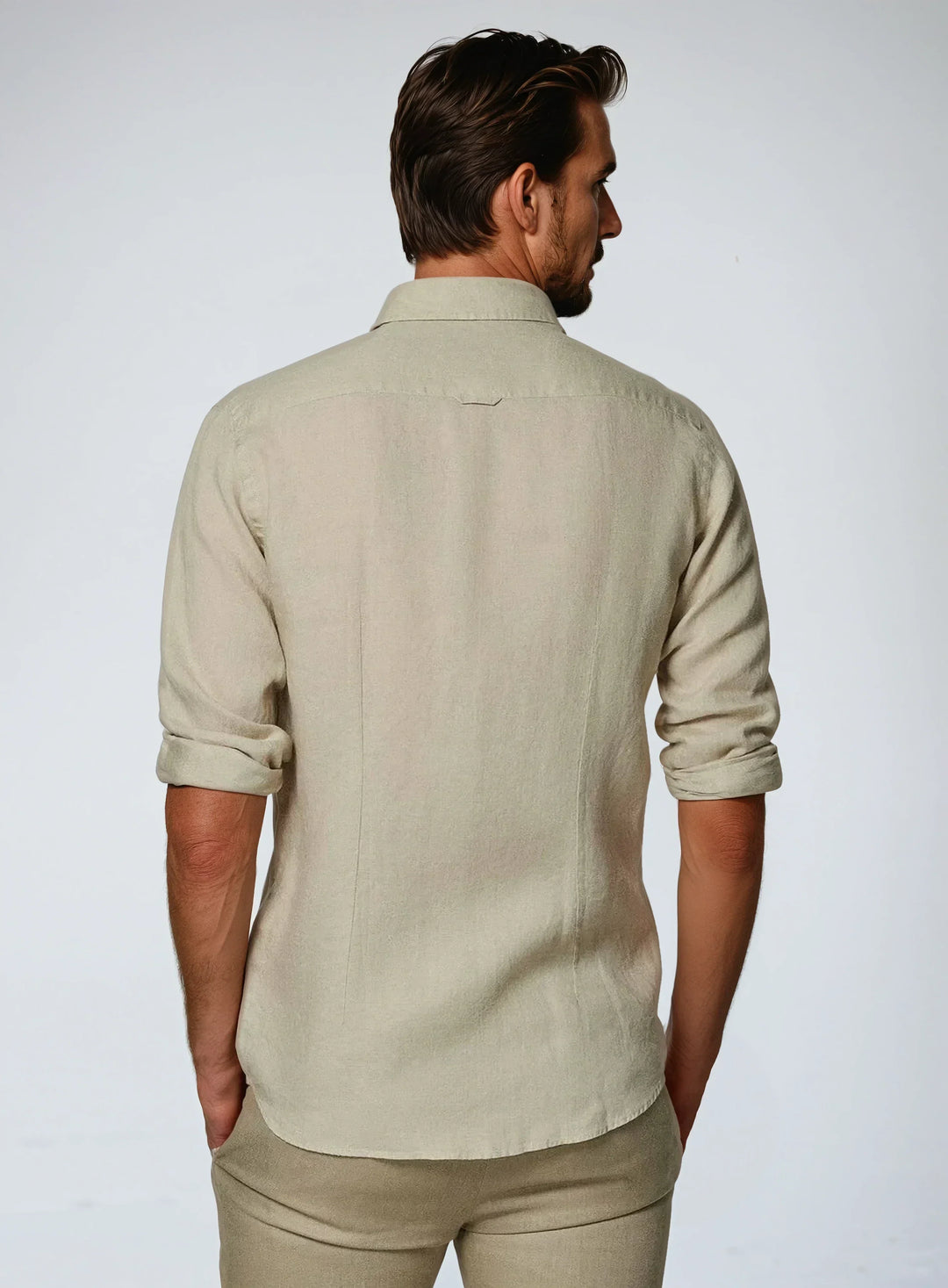 Linnen Overhemd met Lange Mouwen en Slim Fit