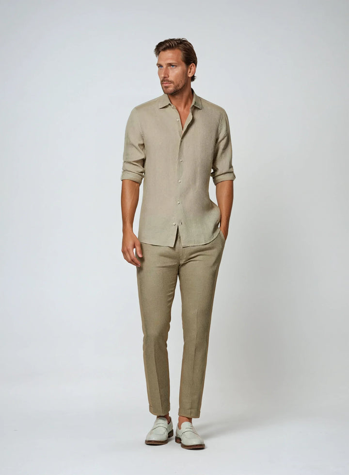 Linnen Overhemd met Lange Mouwen en Slim Fit