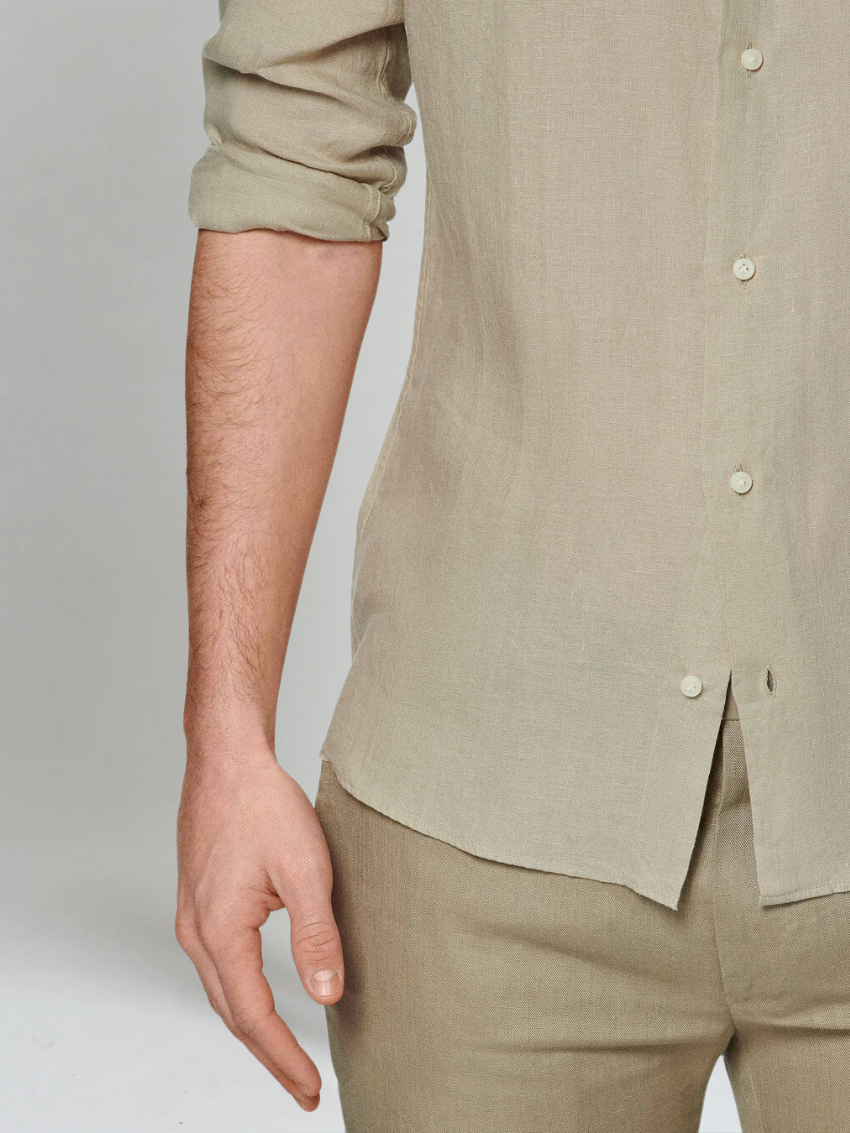 Linnen Overhemd met Lange Mouwen en Slim Fit