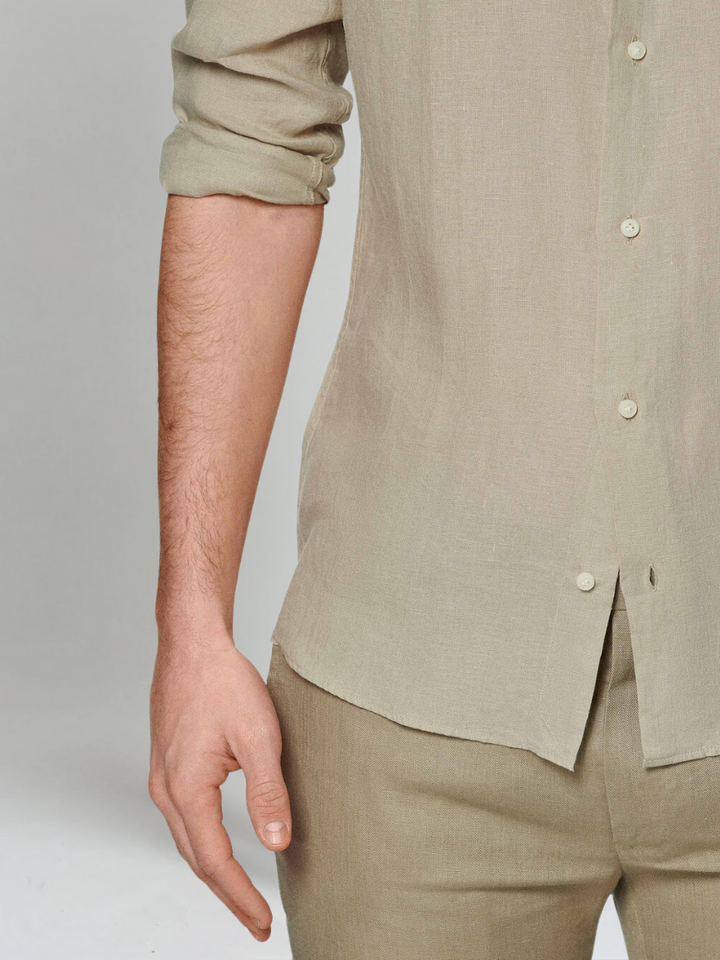 Linnen Overhemd met Lange Mouwen en Slim Fit