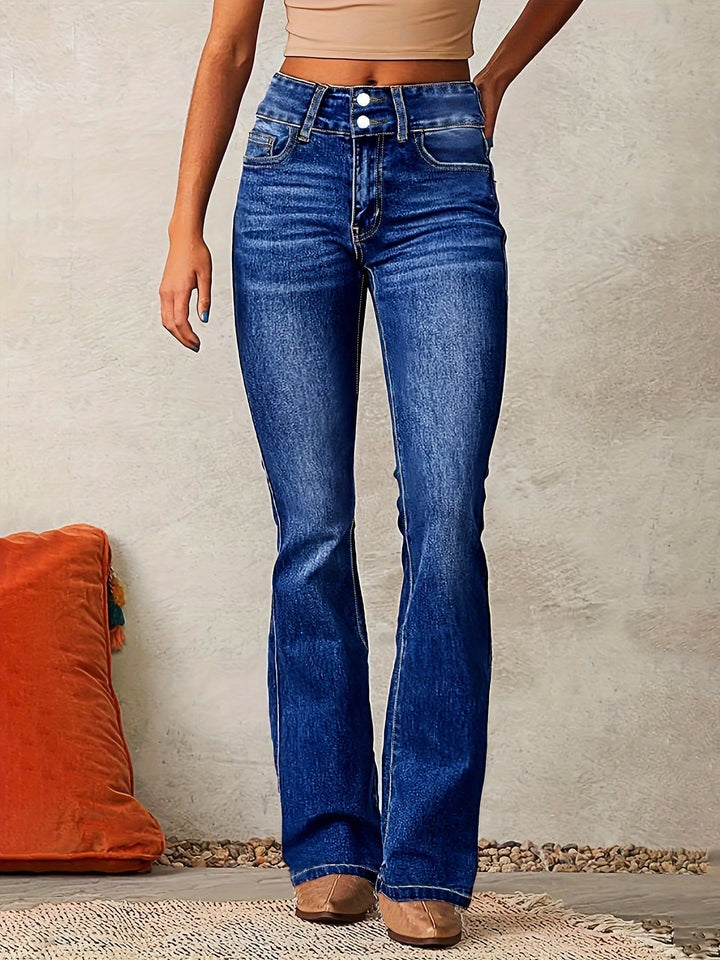 Trendy flared jeans met hoge taille
