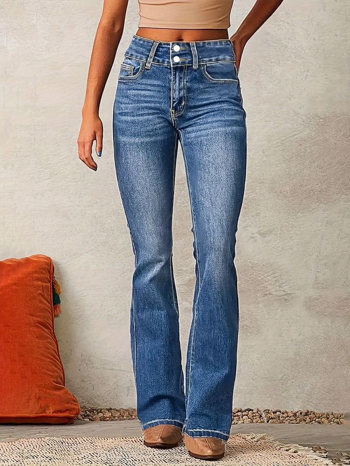 Trendy flared jeans met hoge taille