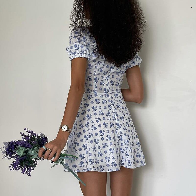 Novi™ Kort Wit Zomer Jurkje Met Boho Bloemenprint